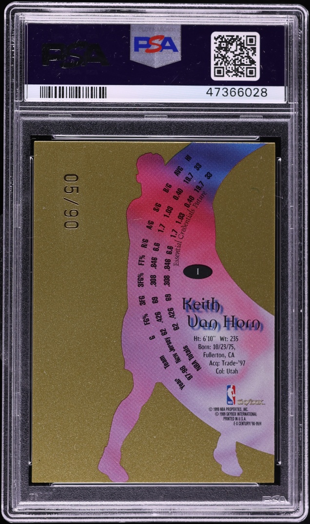 1998 Skybox E-X Century Essential Credentials Future Keith Van Horn /90 #1 PSA 9 MINT - Photo 2