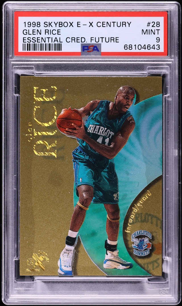 1998 Skybox E-X Century Essential Credentials Future Glen Rice /63 #28 PSA 9 MINT - Photo 1