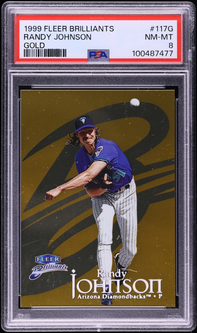 1999 Fleer Brilliants Gold Randy Johnson /99 #117G PSA 8 NM-MT - Photo 1