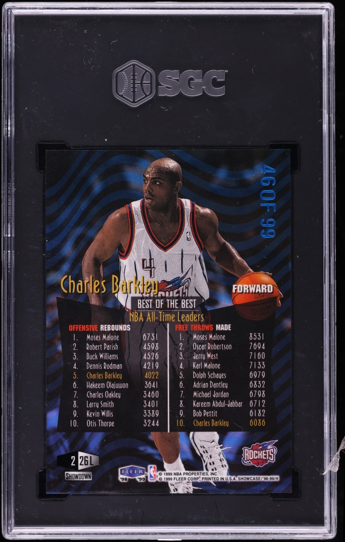 1998 Flair Showcase Row 2 Legacy Collection Charles Barkley /99 #26L SGC 8 NM-MT - Photo 2