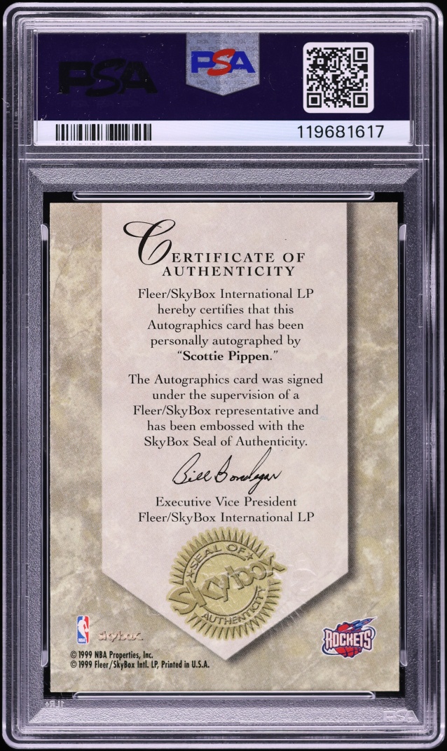 1999 Skybox Premium Autographics Scottie Pippen AUTO DNA 8 PSA 7 NRMT - Photo 2