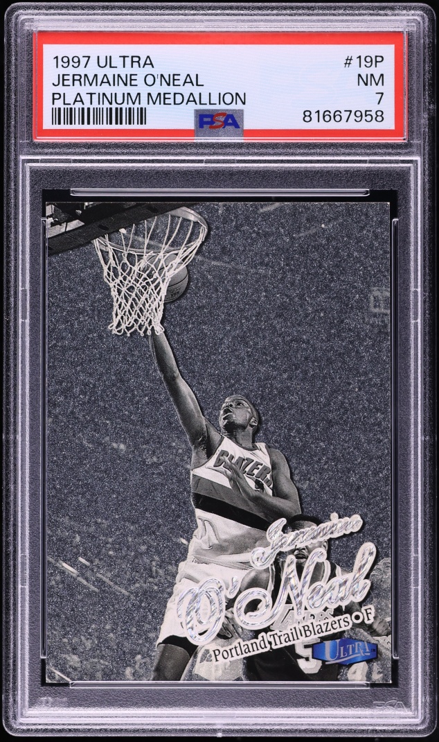 1997 Ultra Platinum Medallion Jermaine O'Neal /100 #19P PSA 7 NRMT - Photo 1
