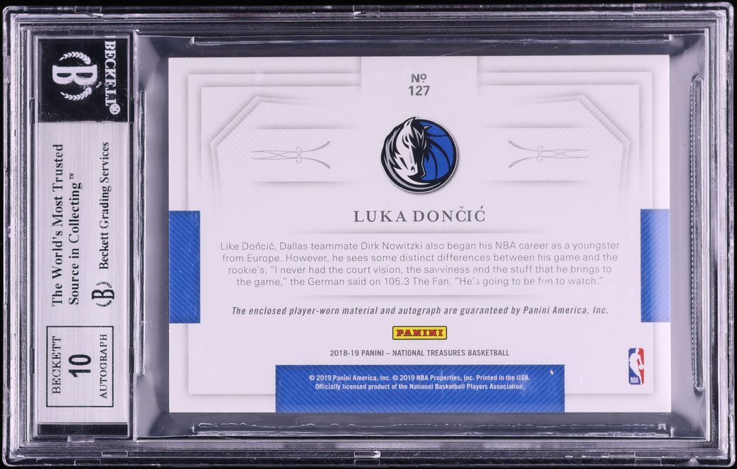 2018 National Treasures Bronze Luka Doncic ROOKIE PATCH AUTO /25 #127 BGS 9 MINT - Photo 2