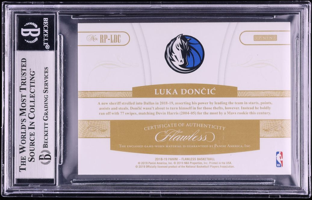 2018 Panini Flawless Gold Luka Doncic ROOKIE PATCH 1/10 #RP-LDC BGS 8.5 NM-MT+ - Photo 2
