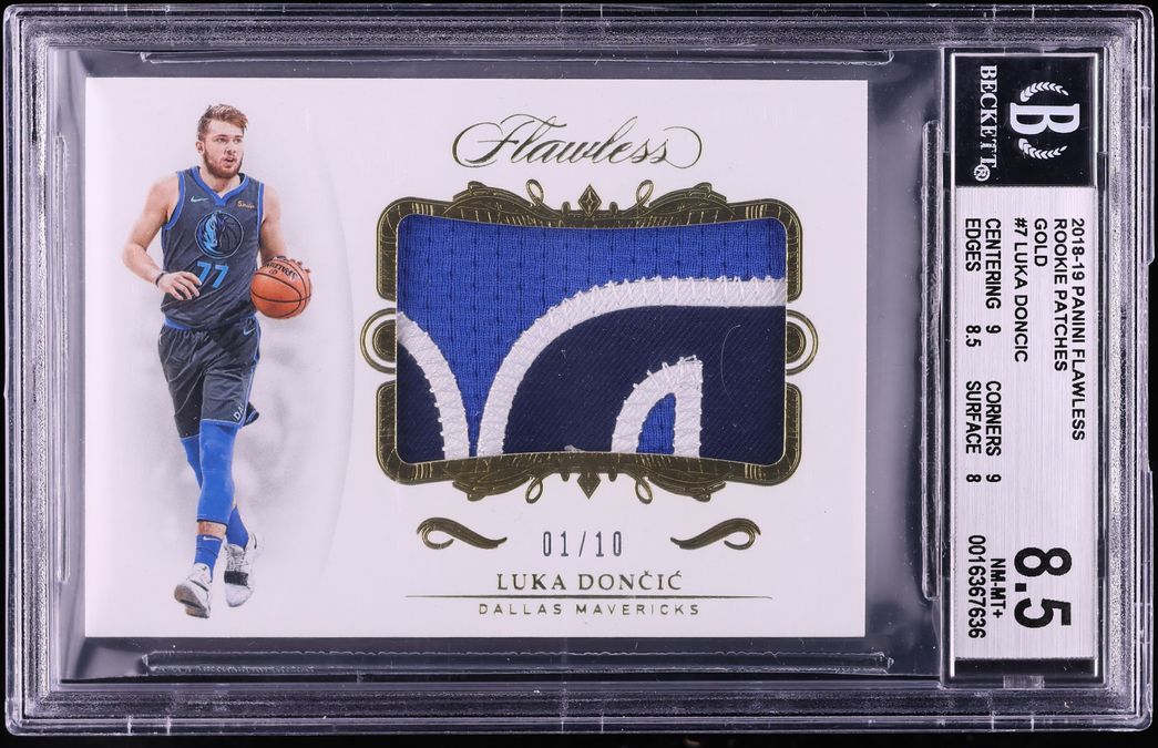 2018 Panini Flawless Gold Luka Doncic ROOKIE PATCH 1/10 #RP-LDC BGS 8.5 NM-MT+ - Photo 1