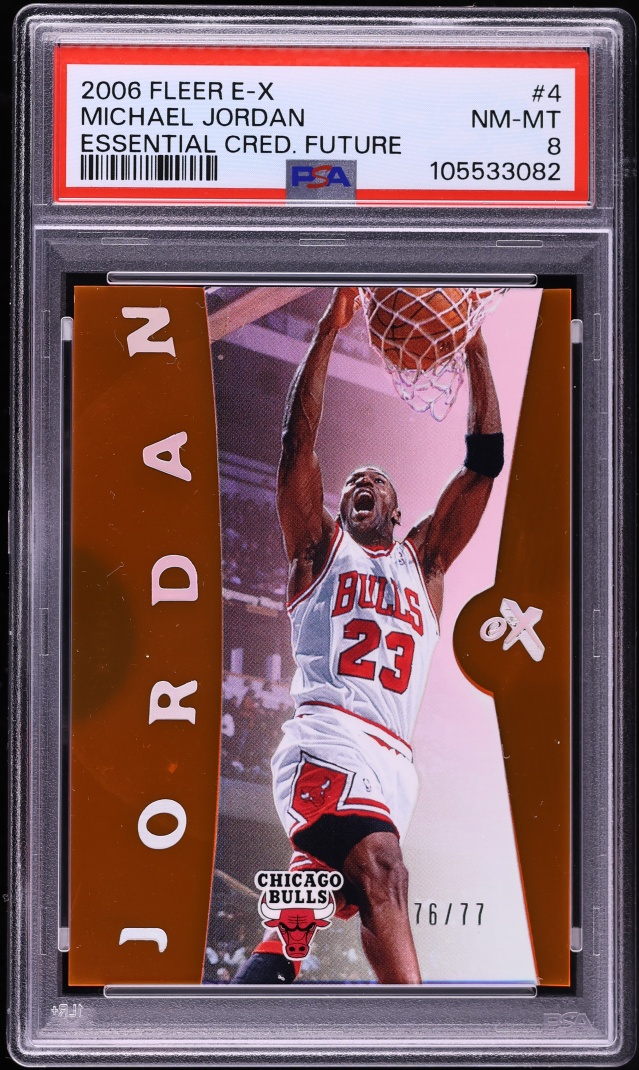 2006 Fleer E-X Essential Credentials Future Michael Jordan /77 #4 PSA 8 NM-MT - Photo 1