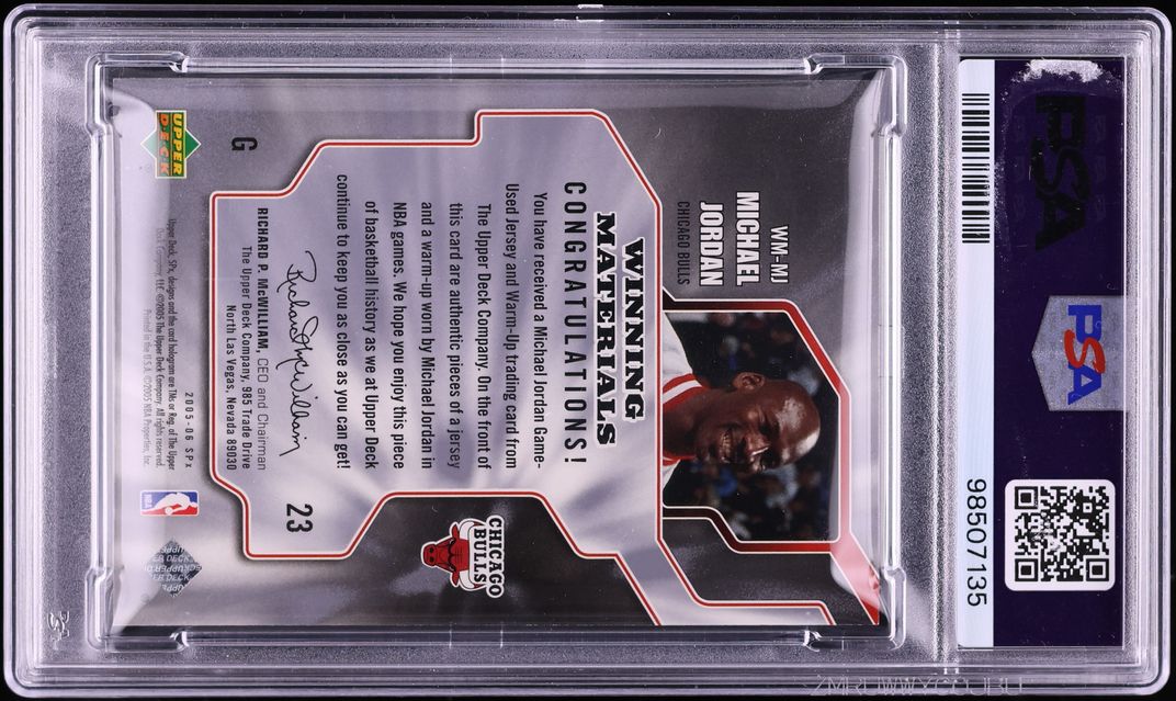 2005 SPx Winning Materials Dual Spectrum Michael Jordan PATCH /25 #WM-MJ PSA 9 MINT - Photo 2