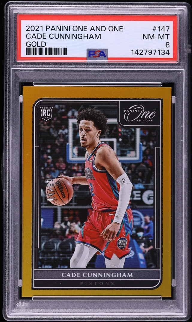 2021 Panini One And One Gold Cade Cunningham ROOKIE /10 #147 PSA 8 NM-MT - Photo 1