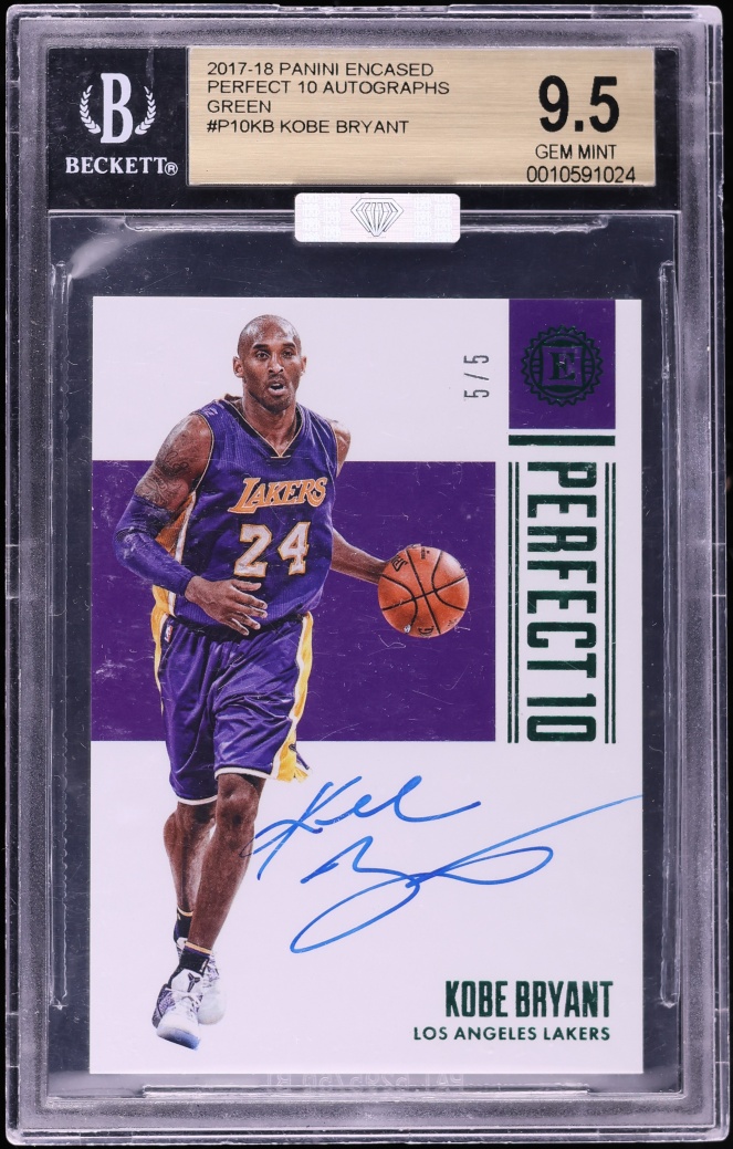 2017 Panini Encased Perfect 10 Green Kobe Bryant AUTO 5/5 #P10KB MBA BGS 9.5 GEM MINT - Photo 1