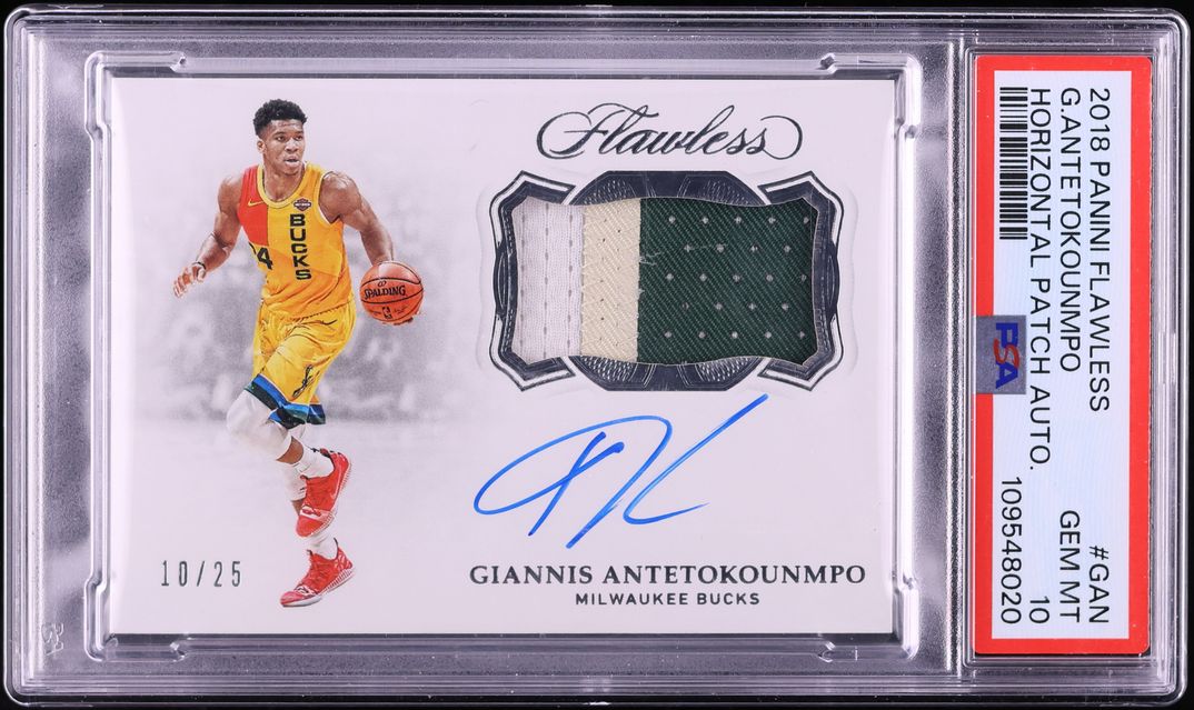 2018 Panini Flawless Horizontal Giannis Antetokounmpo PATCH AUTO /25 #HP-GAN PSA 10 GEM MINT - Photo 1