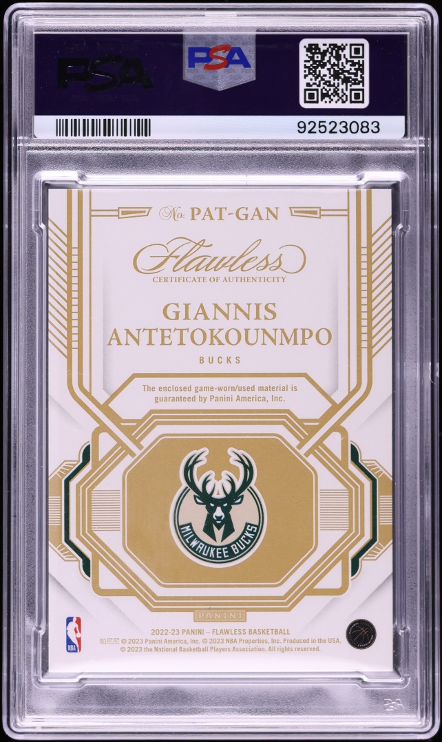 2022 Panini Flawless Ruby Giannis Antetokounmpo PATCH /15 #PAT-GAN PSA 10 GEM MINT - Photo 2