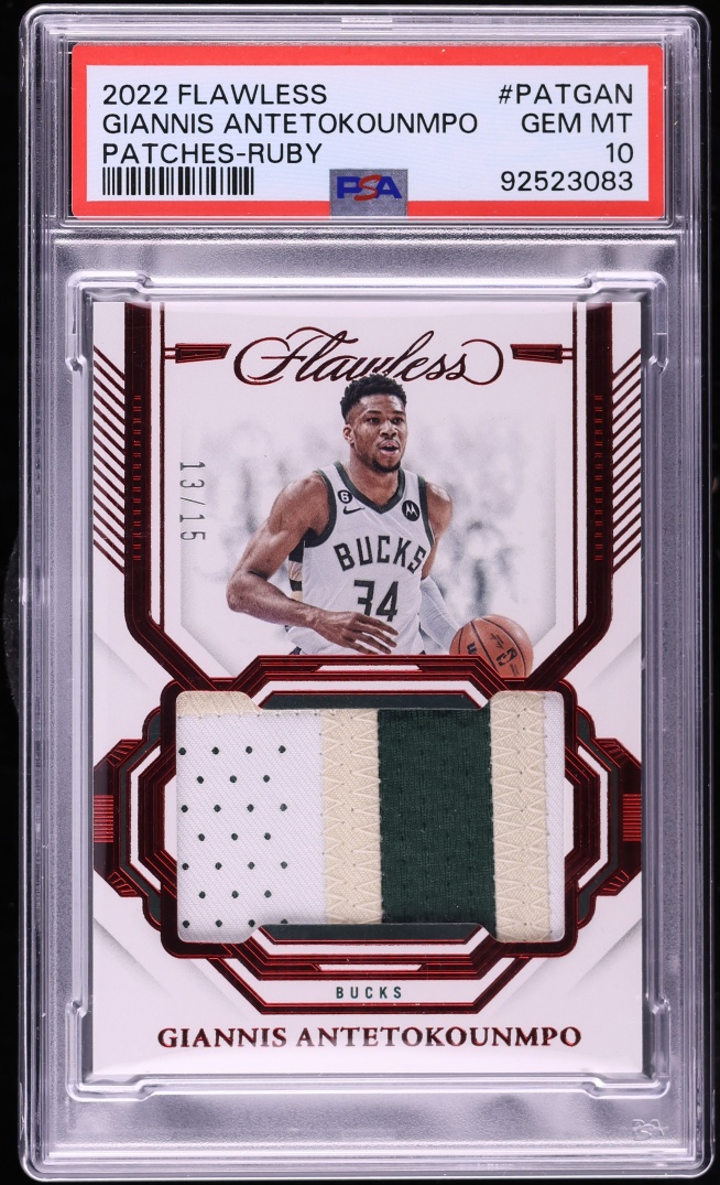 2022 Panini Flawless Ruby Giannis Antetokounmpo PATCH /15 #PAT-GAN PSA 10 GEM MINT - Photo 1