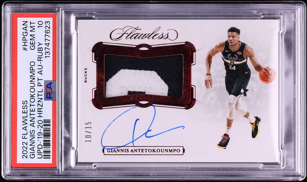 2022 Panini Flawless Update '19 Horizontal Ruby Giannis Antetokounmpo PATCH AUTO /15 PSA 10 GEM - Photo 1