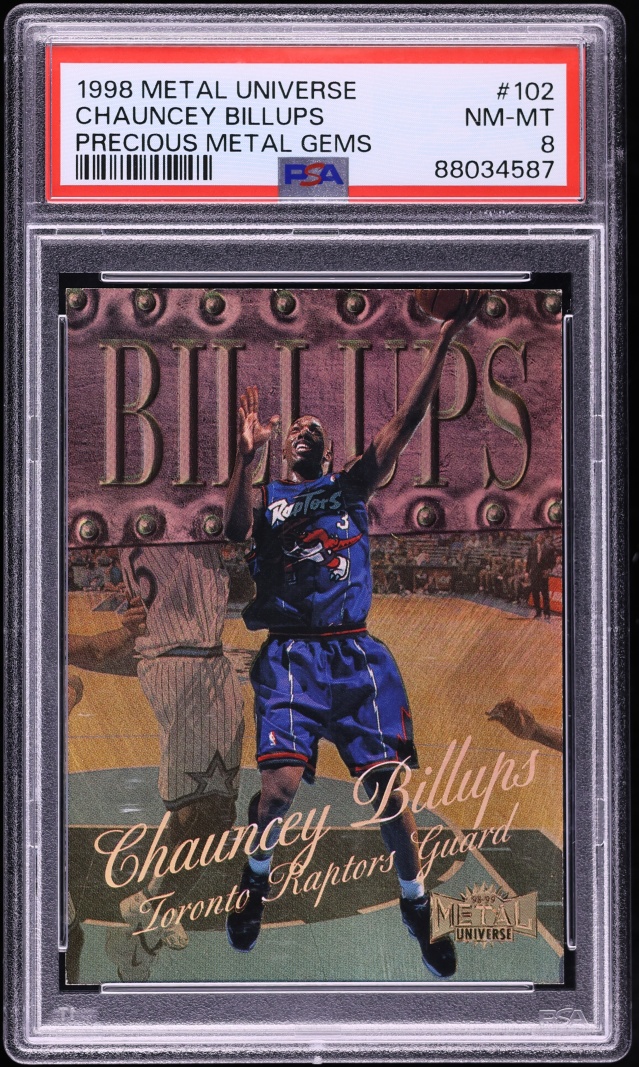 1998 Metal Universe Precious Metal Gems PMG Chauncey Billups /50 #102 PSA 8 NM-MT - Photo 1