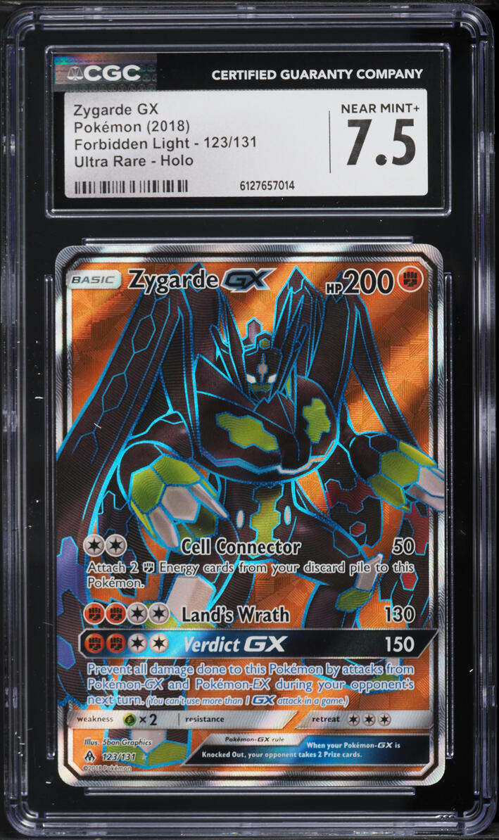 2018 Pokemon Sun & Moon Forbidden Light Full Art Zygarde GX #123 CGC 7.5 NRMT+