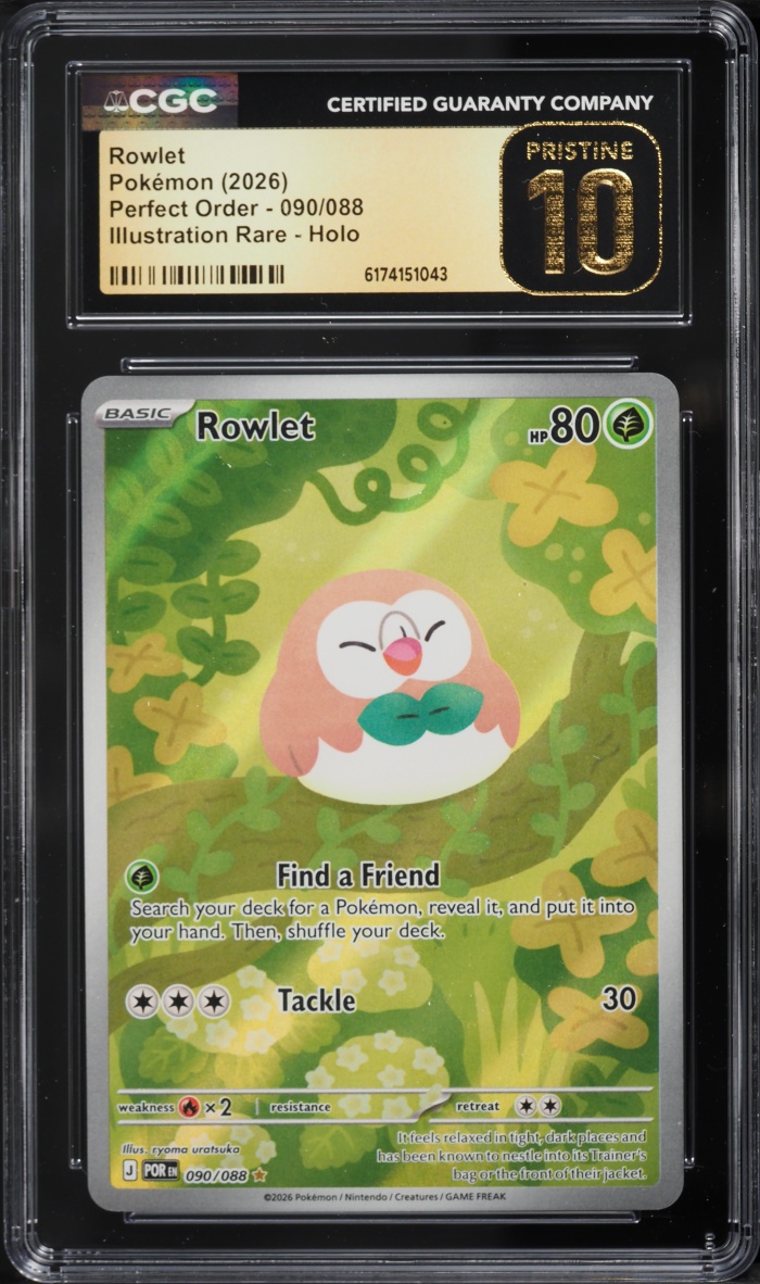 2026 Pokemon Mega Evolution Perfect Order IR Rowlet #90 CGC 10 PRISTINE