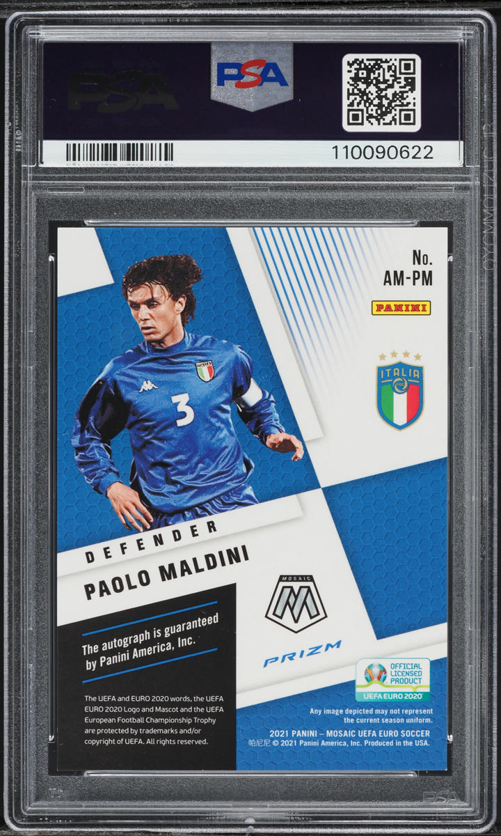 2020 Panini Mosaic UEFA Euro Green Paolo Maldini AUTO #PM PSA 9 MINT