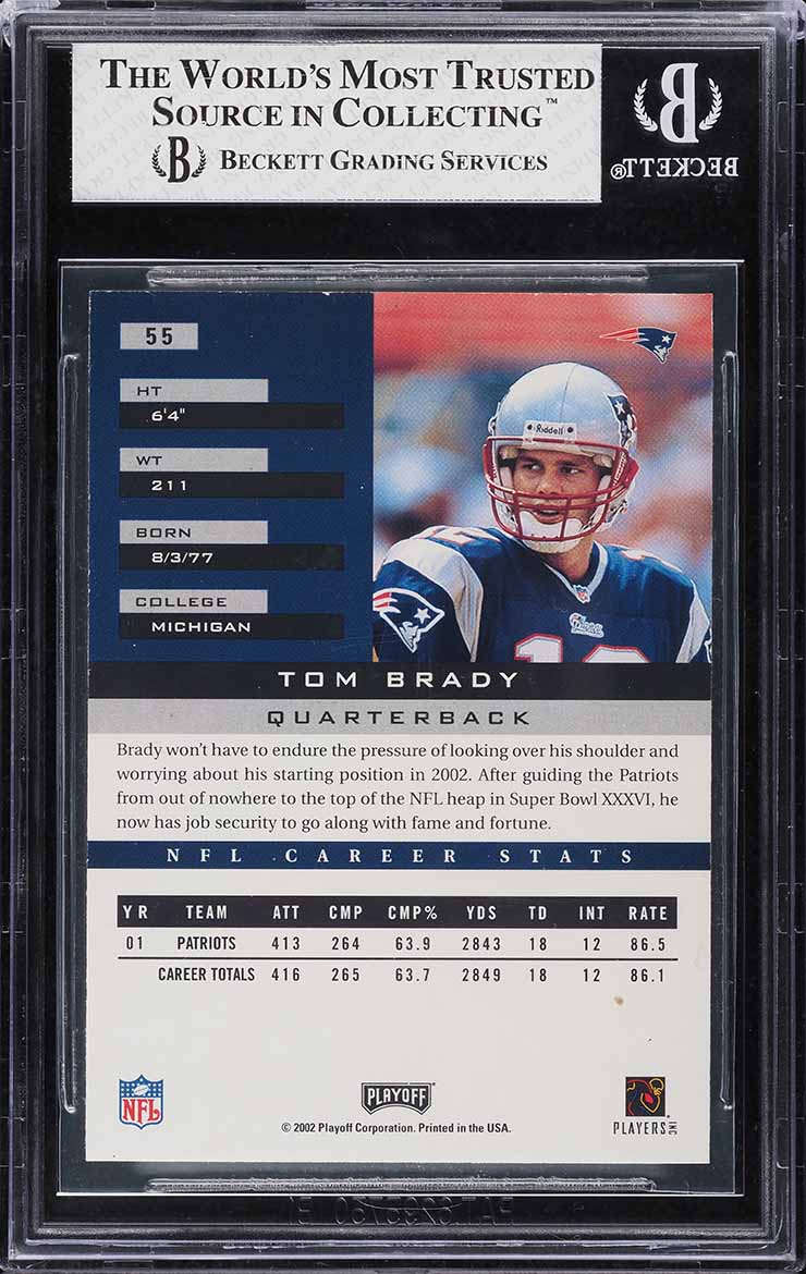 2002 Playoff Honors Tom Brady #55 BGS 7 NRMT