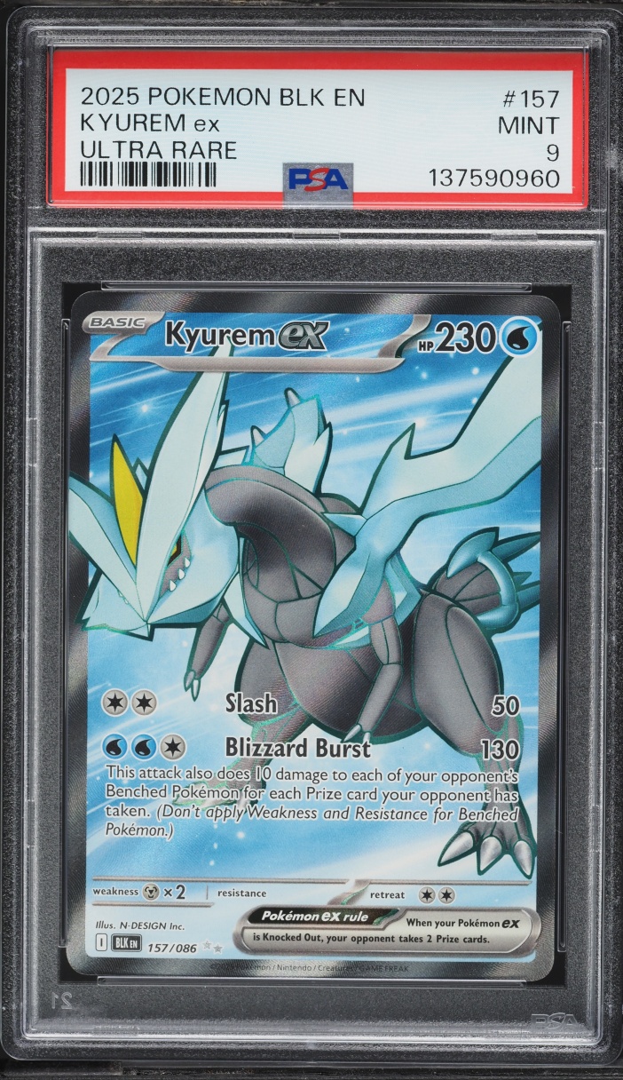2025 Pokemon Scarlet & Violet Black Bolt Full Art Kyurem EX #157 PSA 9 MINT