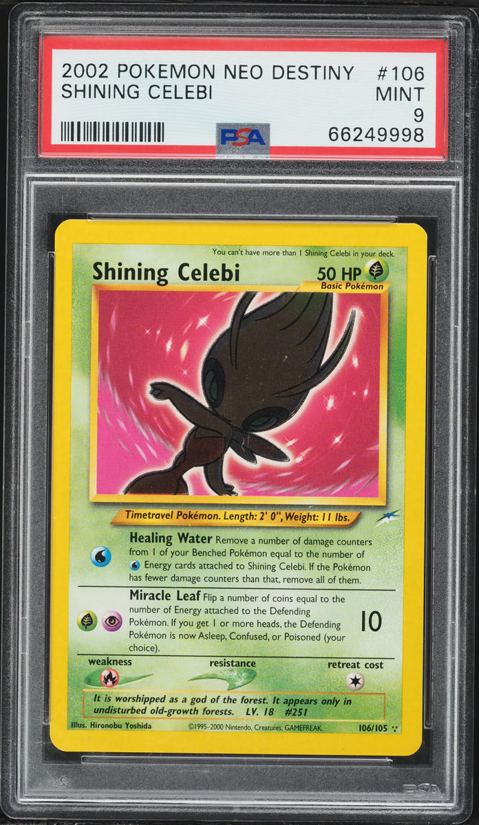2002 Pokemon Neo Destiny Holo Shining Celebi #106 PSA 9 MINT