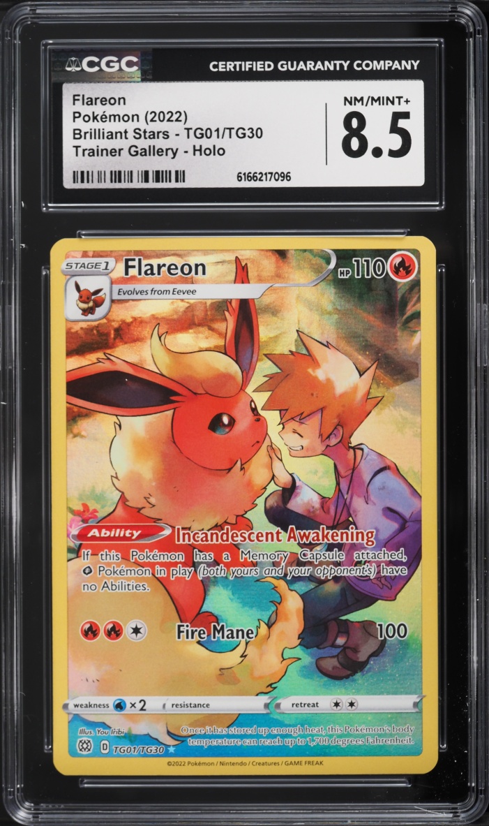 2022 Pokemon Sword & Shield Brilliant Stars CHR Flareon #TG01 CGC 8.5 NM-MT+