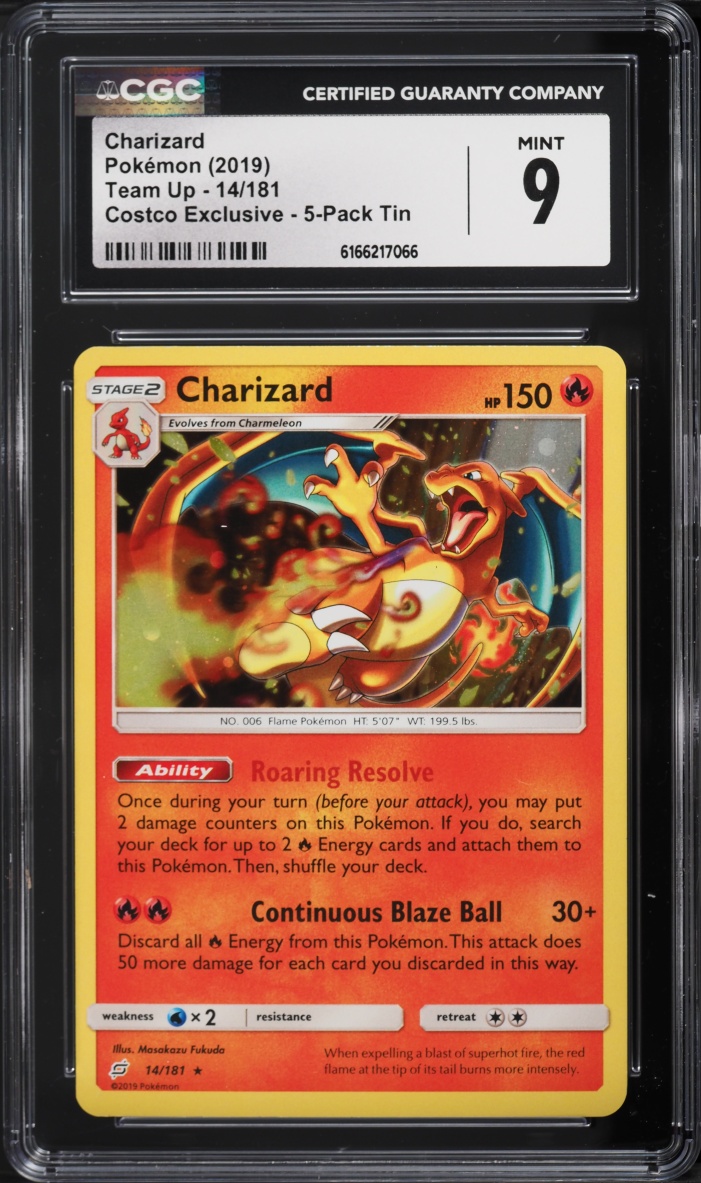 2019 Pokemon Sun & Moon Team Up Costco Exclusive Holo Charizard #14 CGC 9 MINT