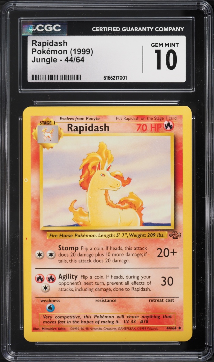1999 Pokemon Jungle Rapidash #44 CGC 10 GEM MINT