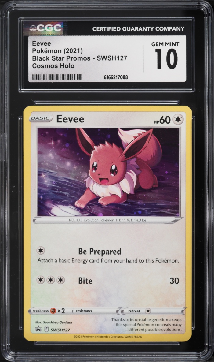 2021 Pokemon Sword & Shield Black Star Promo Cosmos Holo Eevee #SWSH127 CGC 10 GEM MINT