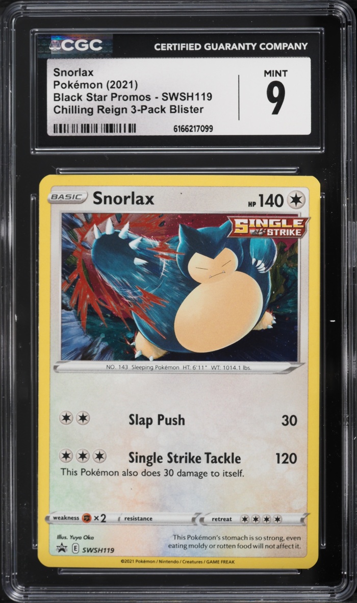 2021 Pokemon Sword & Shield Black Star Promo Chilling Reign Snorlax #SWSH119 CGC 9 MINT