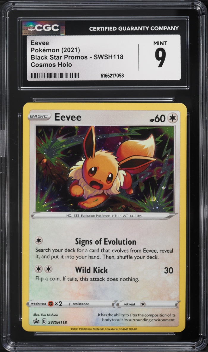 2021 Pokemon Sword & Shield Black Star Promo Cosmos Holo Eevee #SWSH118 CGC 9 MINT