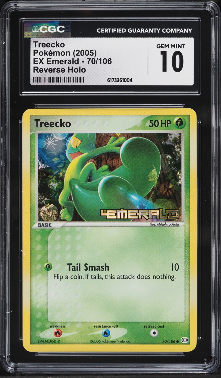 2005 Pokemon EX Emerald Reverse Holo Treecko #70 CGC 10 GEM MINT