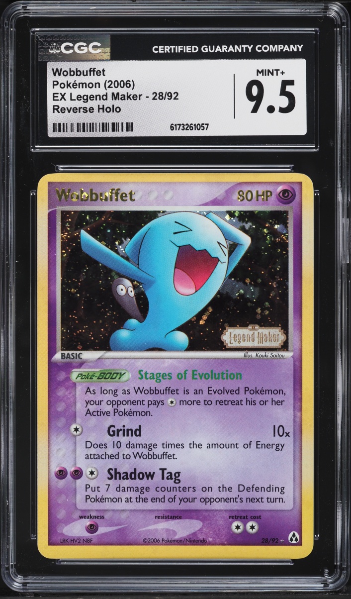 2006 Pokemon EX Legend Maker Reverse Holo Wobbuffet #28 CGC 9.5 MINT+