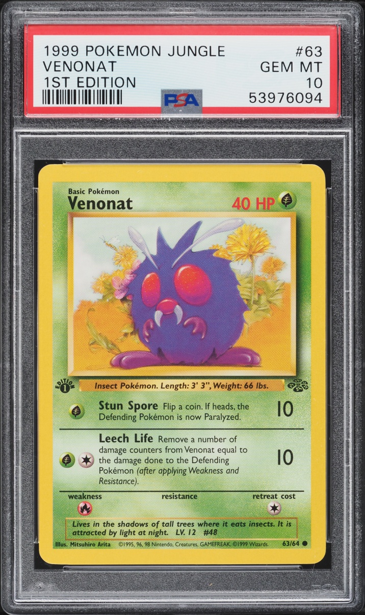 1999 Pokemon Jungle 1st Edition Venonat #63 PSA 10 GEM MINT
