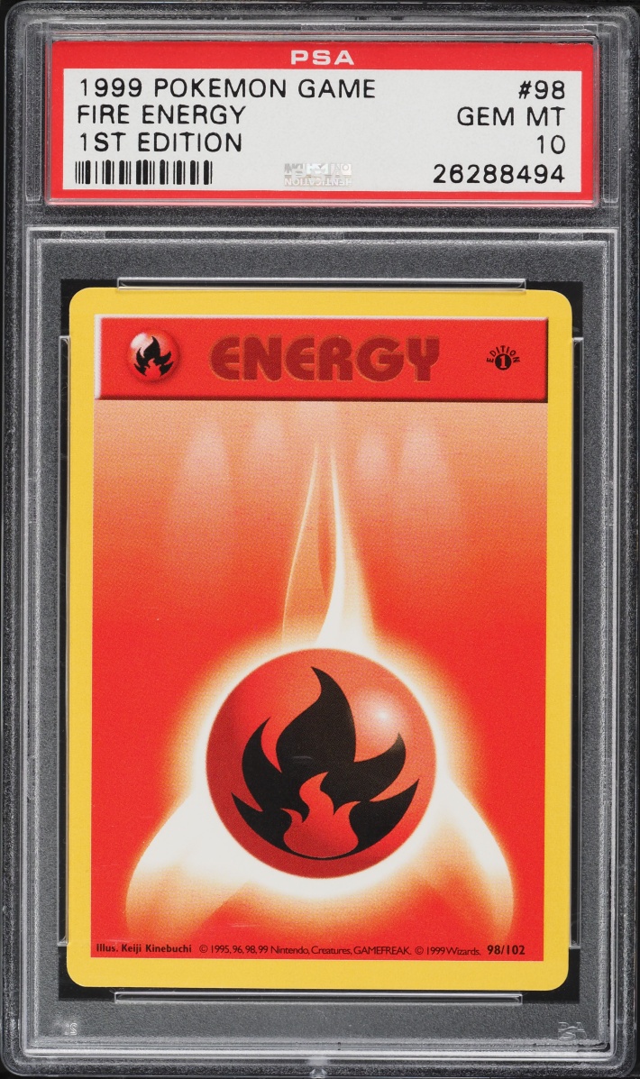 1999 Pokemon Base Set Shadowless 1st Edition Fire Energy #98 PSA 10 GEM MINT