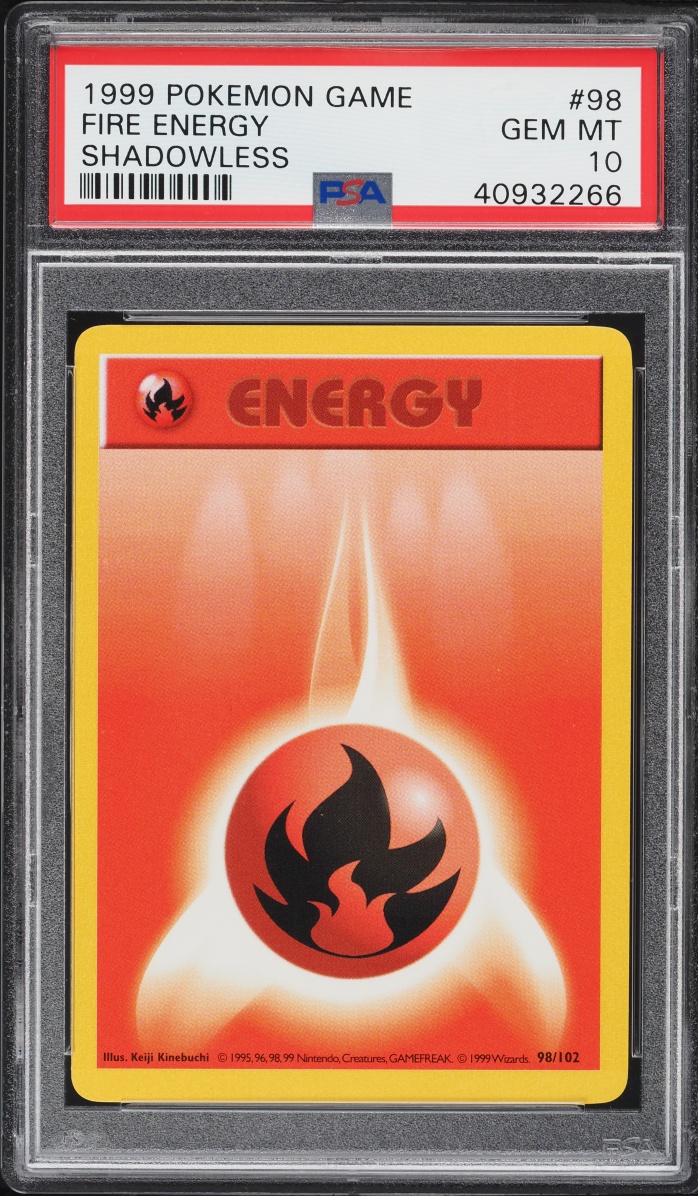 1999 Pokemon Base Set Shadowless Fire Energy #98 PSA 10 GEM MINT