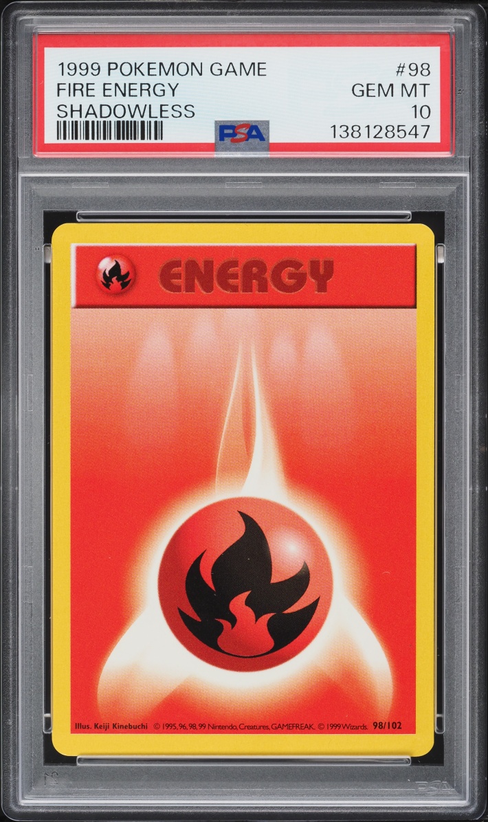 1999 Pokemon Base Set Shadowless Fire Energy #98 PSA 10 GEM MINT
