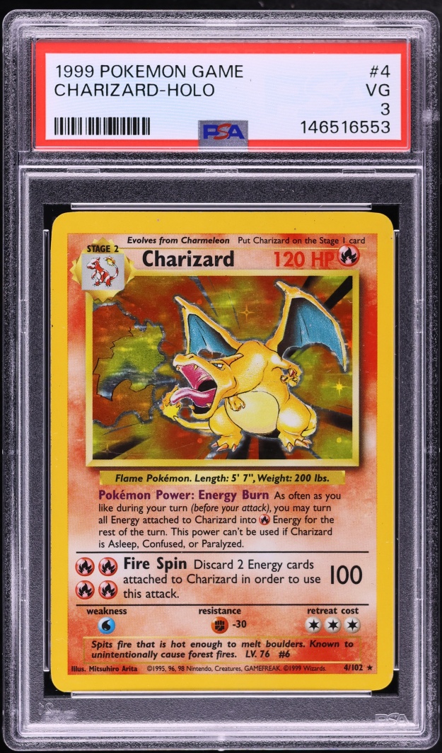 1999 Pokemon Base Set Holo Charizard #4 PSA 3 VG