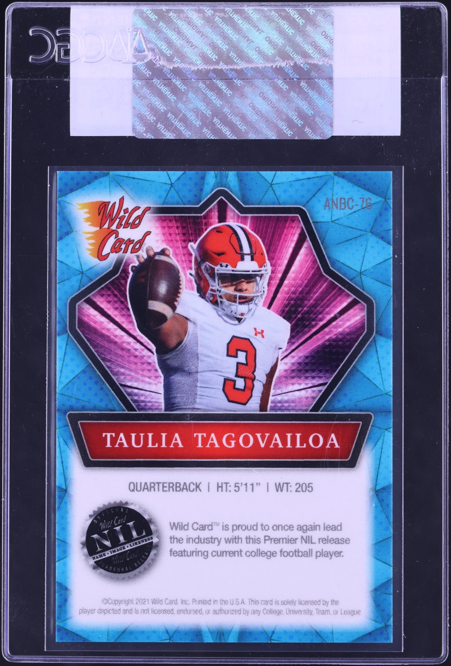 2021 Wild Card Alumination NIL Blue Taulia Tagovailoa ROOKIE /99 #ANBC-76 CGC AUTH