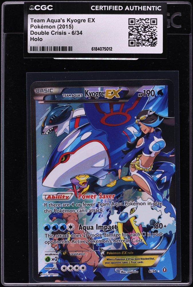 2015 Pokemon XY Double Crisis Full Art Team Aqua's Kyogre EX #6 CGC AUTH