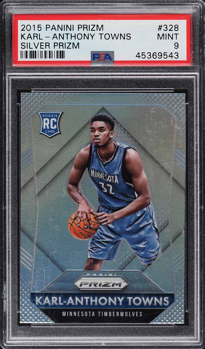 2015 Panini Prizm Silver Karl-Anthony Towns ROOKIE #328 PSA 9 MINT - Main Image
