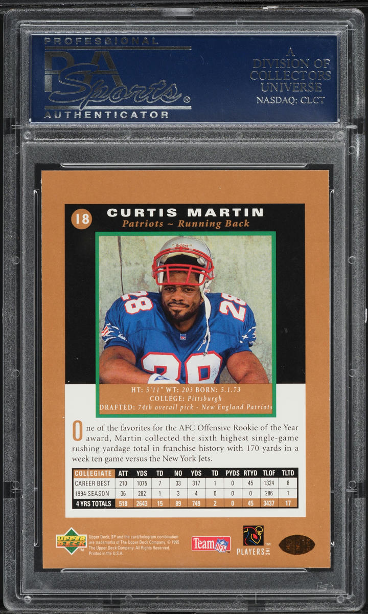 1995 SP Foil Curtis Martin ROOKIE #18 PSA 10 GEM MINT