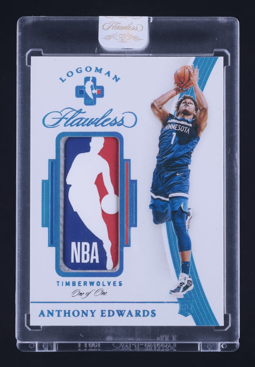 2020 Panini Flawless Anthony Edwards ROOKIE LOGOMAN PATCH 1/1 #LOG-ANT MBA AUTH