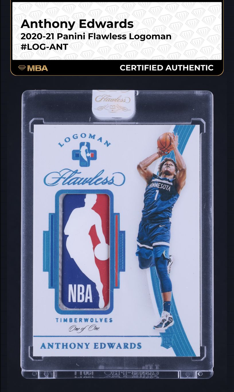 2020 Panini Flawless Anthony Edwards ROOKIE LOGOMAN PATCH 1/1 #LOG-ANT MBA AUTH