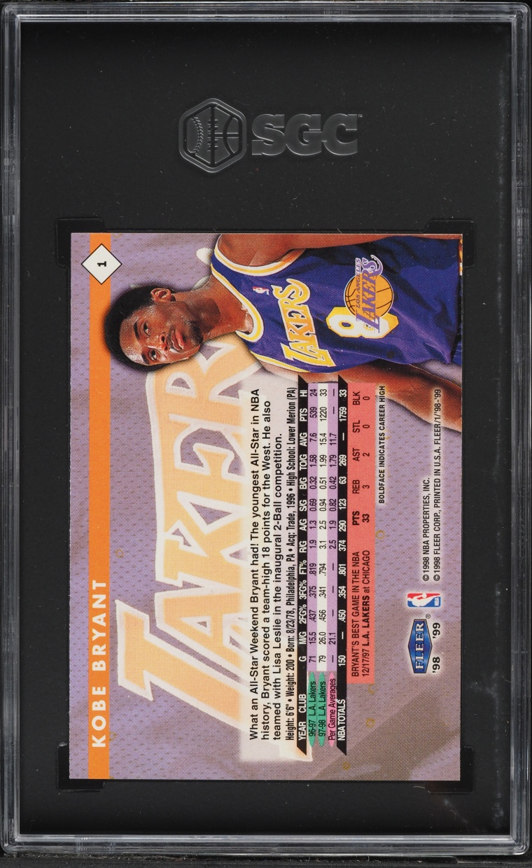 1998 Fleer Tradition Kobe Bryant #1 SGC 9 MINT