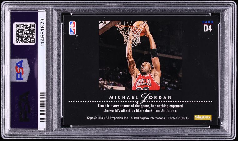 1993 Skybox Premium Dynamic Dunks Michael Jordan #D4 PSA 10 GEM MINT