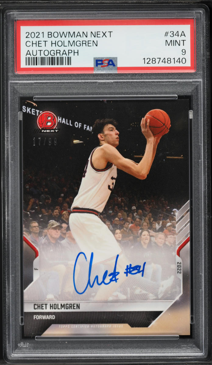 2021 Bowman Next Chet Holmgren ROOKIE AUTO /99 #34A PSA 9 MINT