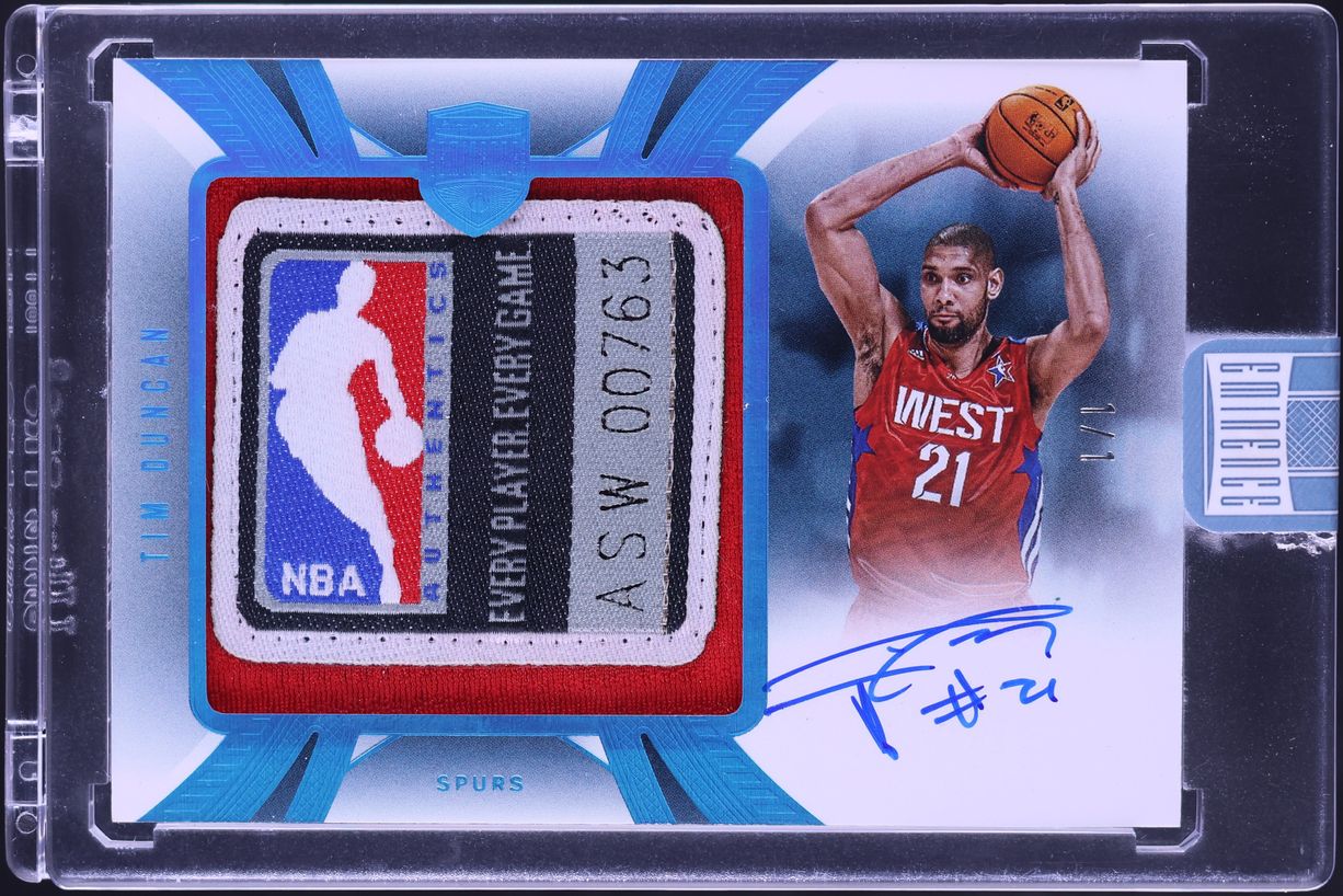 2024 Panini Eminence Special Platinum Tim Duncan LOGOMAN TAG PATCH AUTO 1/1 #SPA-TIM