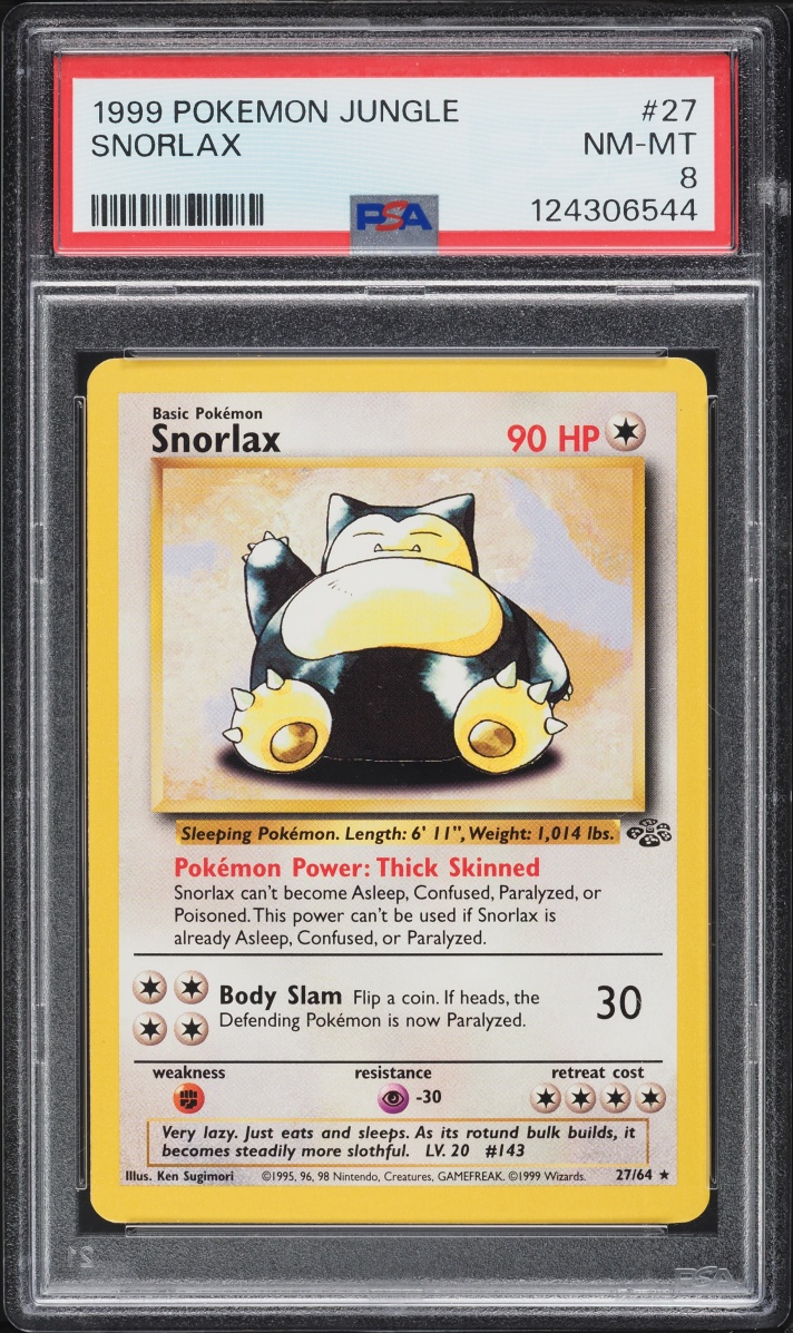 1999 Pokemon Jungle Snorlax #27 PSA 8 NM-MT