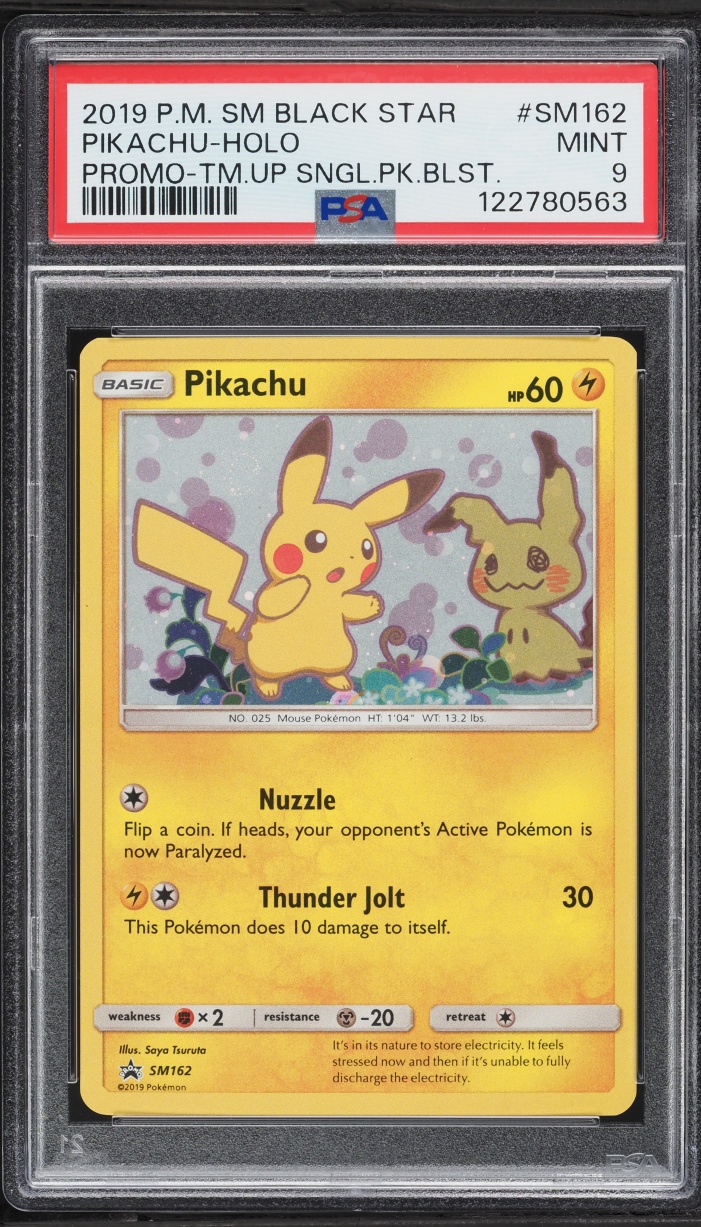 2019 Pokemon Sun & Moon Promo Team Up Single Pack Blister Holo Pikachu #SM162 PSA 9 MINT
