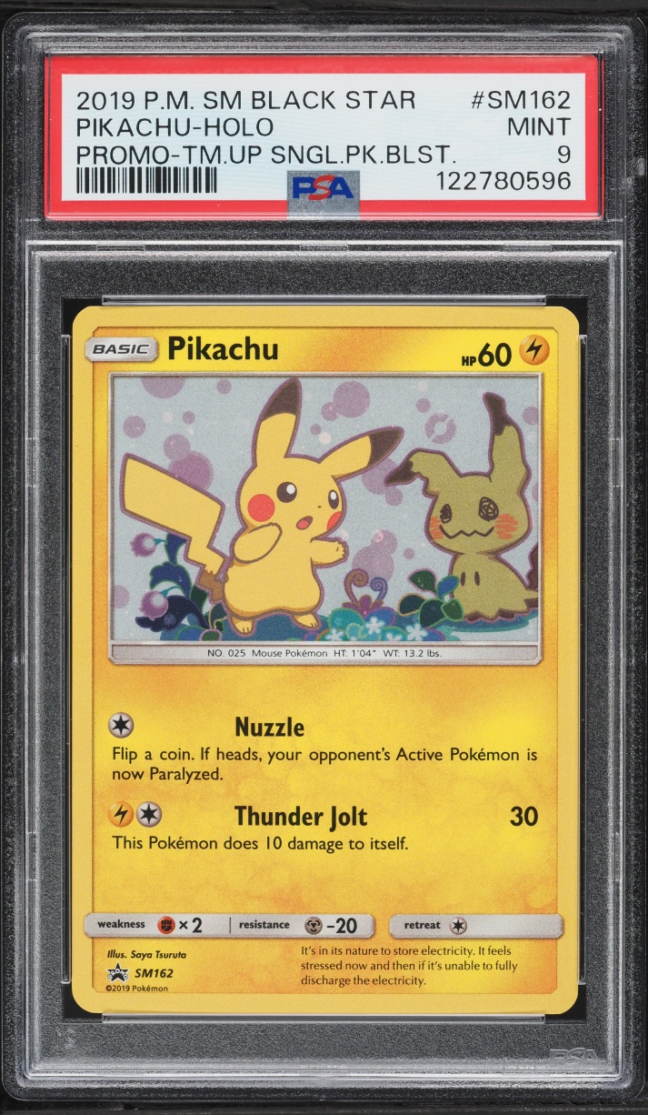 2019 Pokemon Sun & Moon Promo Team Up Single Pack Blister Holo Pikachu #SM162 PSA 9 MINT